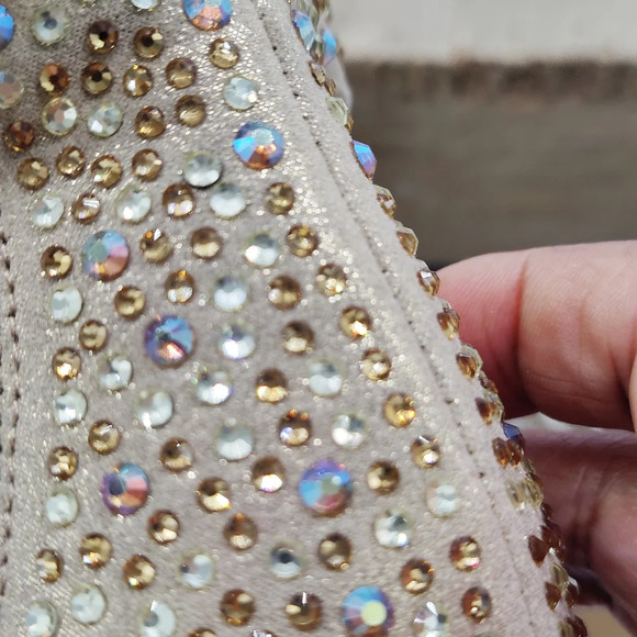 Kenneth Cole Gold Strappy Heels / Blinged Out / Size 10 - Picture 6 of 7